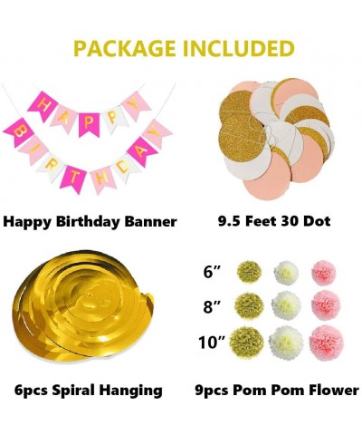 Large Birthday Decorations Party Supplies 30pcs with Happy Birthday Banner- 9pcs Birthday Paper Pom Poms- 6pcs Hanging Swirls...