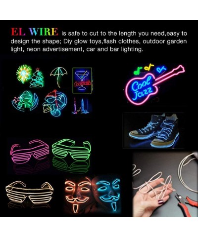 EL Wire Green- 16ft Neon Lights Noise Reduction Neon Glowing Strobing Electroluminescent Wire for Parties- Halloween- DIY Dec...