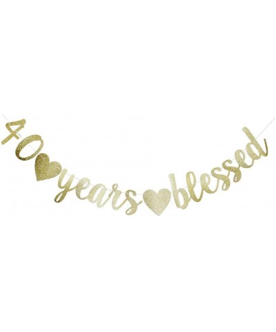 40 Years Blessed Banner- Funny Gold Glitter Sign for 40th Birthday/Wedding Anniversary Party Supplies Photo Props - CD18WXS6Z...