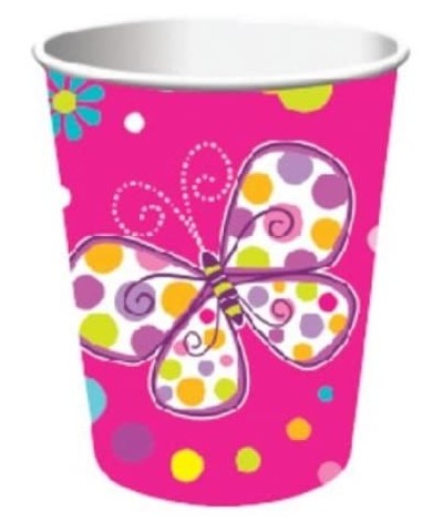 8-Count 9-Ounce Hot/Cold Beverage Cups- Butterfly Sparkle - Butterfly Sparkle - C611F872NRF $7.60 Party Tableware
