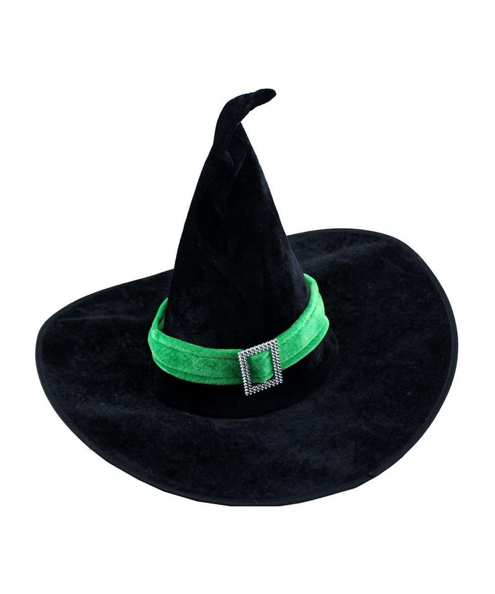 Hallowen Sorceress Witch Hat Green Velour Fancy Dress Party Costume Accessory - CZ12LPFTYFH $7.53 Party Hats