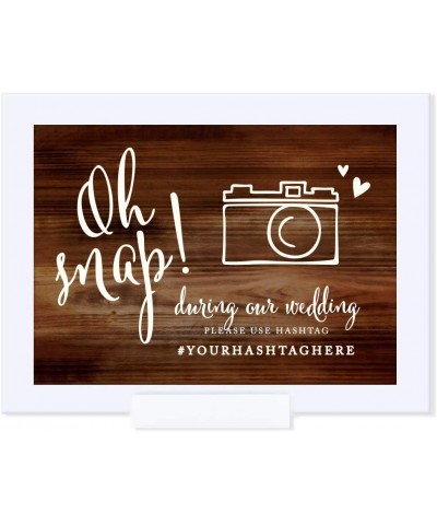 Personalized Wedding Framed Party Signs- Rustic Wood Print- 5x7-inch- Oh Snap! During Our Wedding- Please Use Hashtag- 1-Pack...