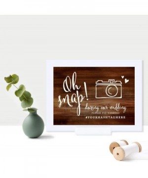 Personalized Wedding Framed Party Signs- Rustic Wood Print- 5x7-inch- Oh Snap! During Our Wedding- Please Use Hashtag- 1-Pack...