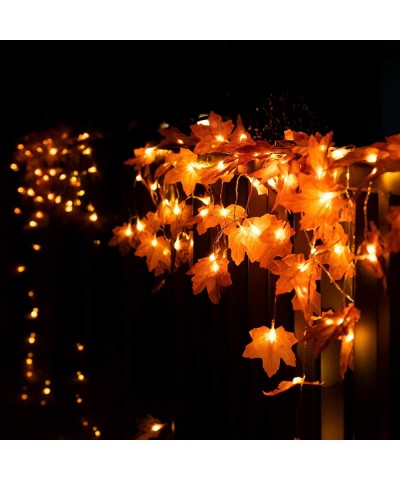 2PACK Thanksgiving Maple Leaves Lights- 40 LEDs Fairy Light with Remote- Thanksgiving Lights for Thanksgiving- Home- Turkey D...