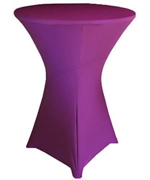 Wholesale (200 GSM) 30 in x 42 in Cocktail Highboy Spandex Stretch Fitted Round Table Cover Tablecloths Purple - Purple - CK1...