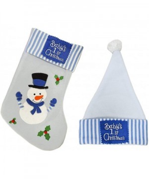 Set of Blue Baby's 1st Christmas 15" Stocking with 12" Christmas Hat! - Makes a Great Gift & Keepsake! (1- Blue) - Blue - CT1...