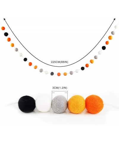 Thanksgiving Pom Pom Garland Handmade- Wool Felt Ball Garland- friendsgiving party decorations- boho christmas decor- 100% Fe...