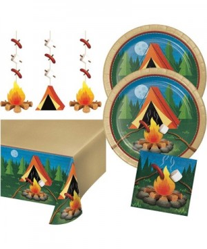 Camping Birthday Plates Napkins Tablecloth Campout Party Decorations (34 Piece) - CI199NKX058 $25.86 Party Packs