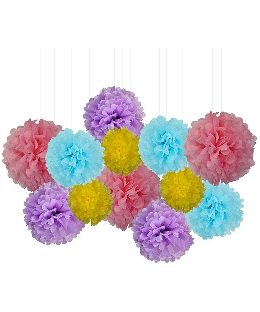 12pcs Assorted Hanging Tissue Paper Pom Pom Flowers (12pcs- Be-Hoppy) - Be-Hoppy - C718T2DSR8G $15.34 Tissue Pom Poms