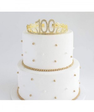 100th Brithday Gold Tiara and Sash- Glitter Satin 100 & Fabulous Sash and Crystal Rhinestone Birthday Crown for Happy 100th B...