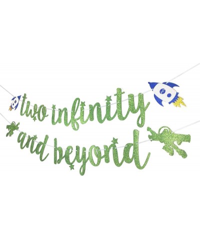 Light Green Glitter Two Infinity and Beyond Banner Pre-Strung for Kids' 2nd Birthday Party Decorations - Light Green - CY1933...