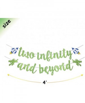 Light Green Glitter Two Infinity and Beyond Banner Pre-Strung for Kids' 2nd Birthday Party Decorations - Light Green - CY1933...