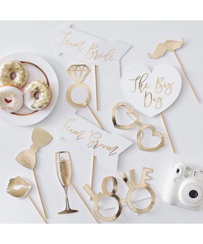 Gold Foiled Wedding Photo Booth Props Fun Decoration 10 Pack - CQ18N8XDC2Q $5.75 Photobooth Props