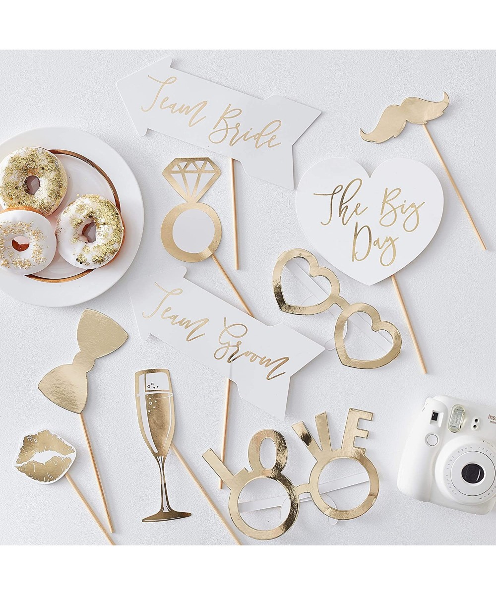 Gold Foiled Wedding Photo Booth Props Fun Decoration 10 Pack - CQ18N8XDC2Q $5.75 Photobooth Props