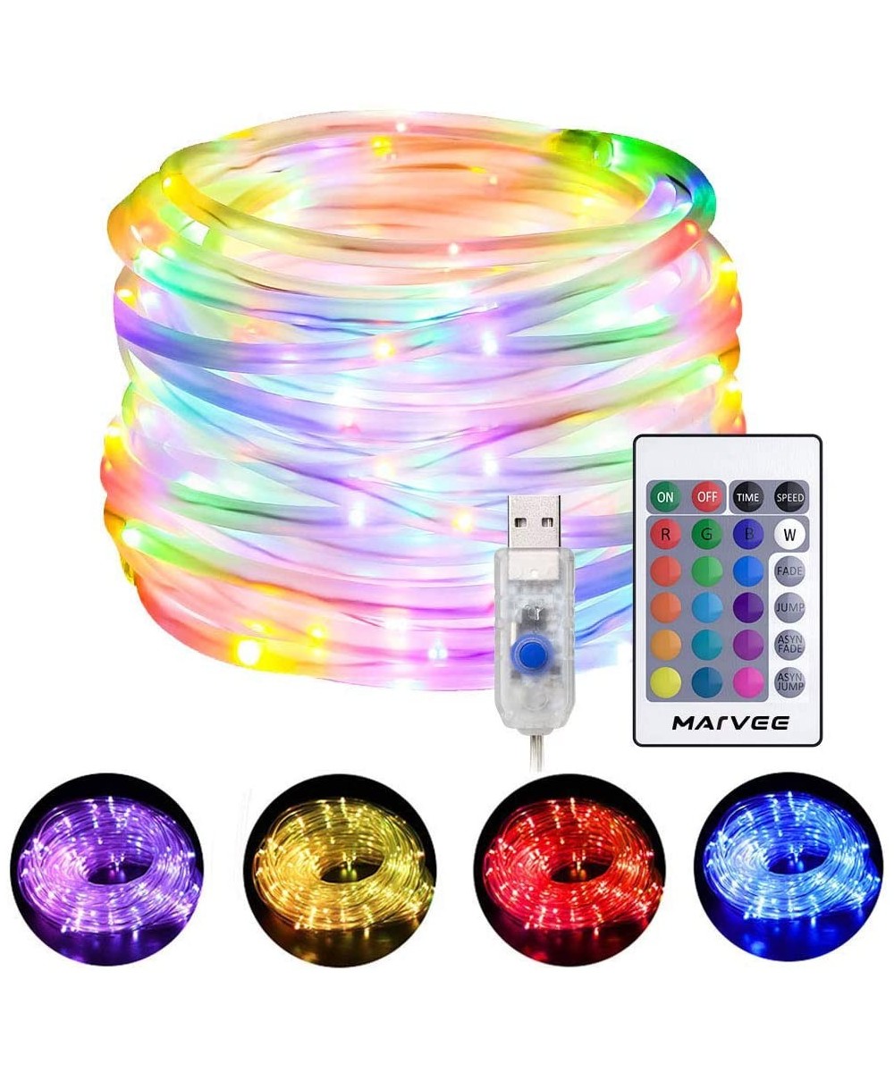LED Rope Lights- 33ft RGB Outdoor Color Changing String Lights with 100 LEDs- 4 Modes 16 Colors USB Powered Rope Tube Light w...