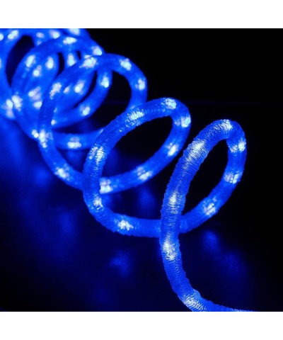 18' feet Blue LED Ribbed Snow Rope Strip Light 120V Indoor/Outdoor Holiday Christmas Decorative- Connectable & ETL Certified ...