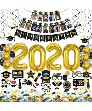 2020 Graduation Decorations Kit 85 Pcs - 2020 Balloons Gold 40"- Metallic Chrome Latex Balloons- Hanging Swirls- WE are SO Pr...