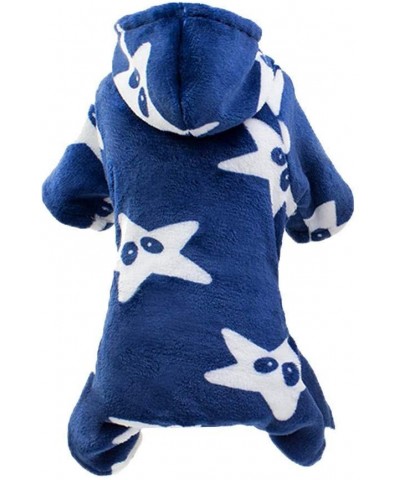 Pets Cat Puppy Sweatshirt Coat Warm Clothes Coat- Puppy Star Printed Fleece Cozy Warm Hooded Clothes - Blue - C818ZY4WLEM $7....