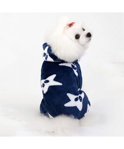 Pets Cat Puppy Sweatshirt Coat Warm Clothes Coat- Puppy Star Printed Fleece Cozy Warm Hooded Clothes - Blue - C818ZY4WLEM $7....