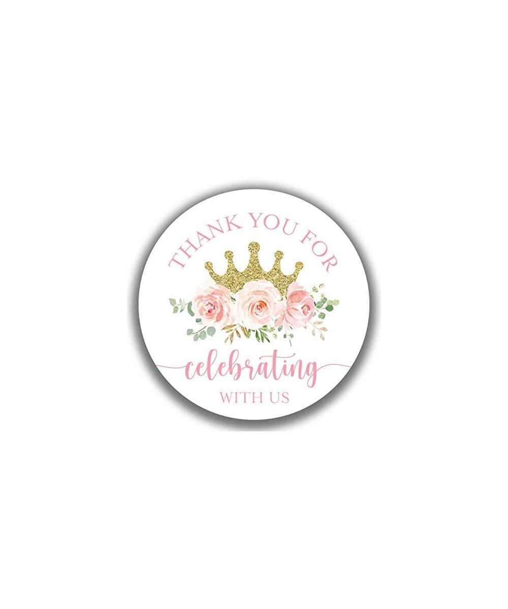 2" Round Crown Princess Thank You Favor Sticker Labels - Set of 40 - CS19I5QHR77 $8.94 Favors