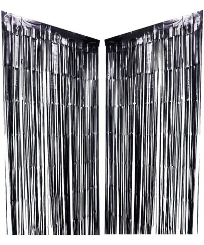 3 Pack Black Metallic Fringe Curtains Foil Fringe Curtain- 3.28ft x 6.56ft Photo Booth Props Backdrop Ideal Birthday Wedding ...