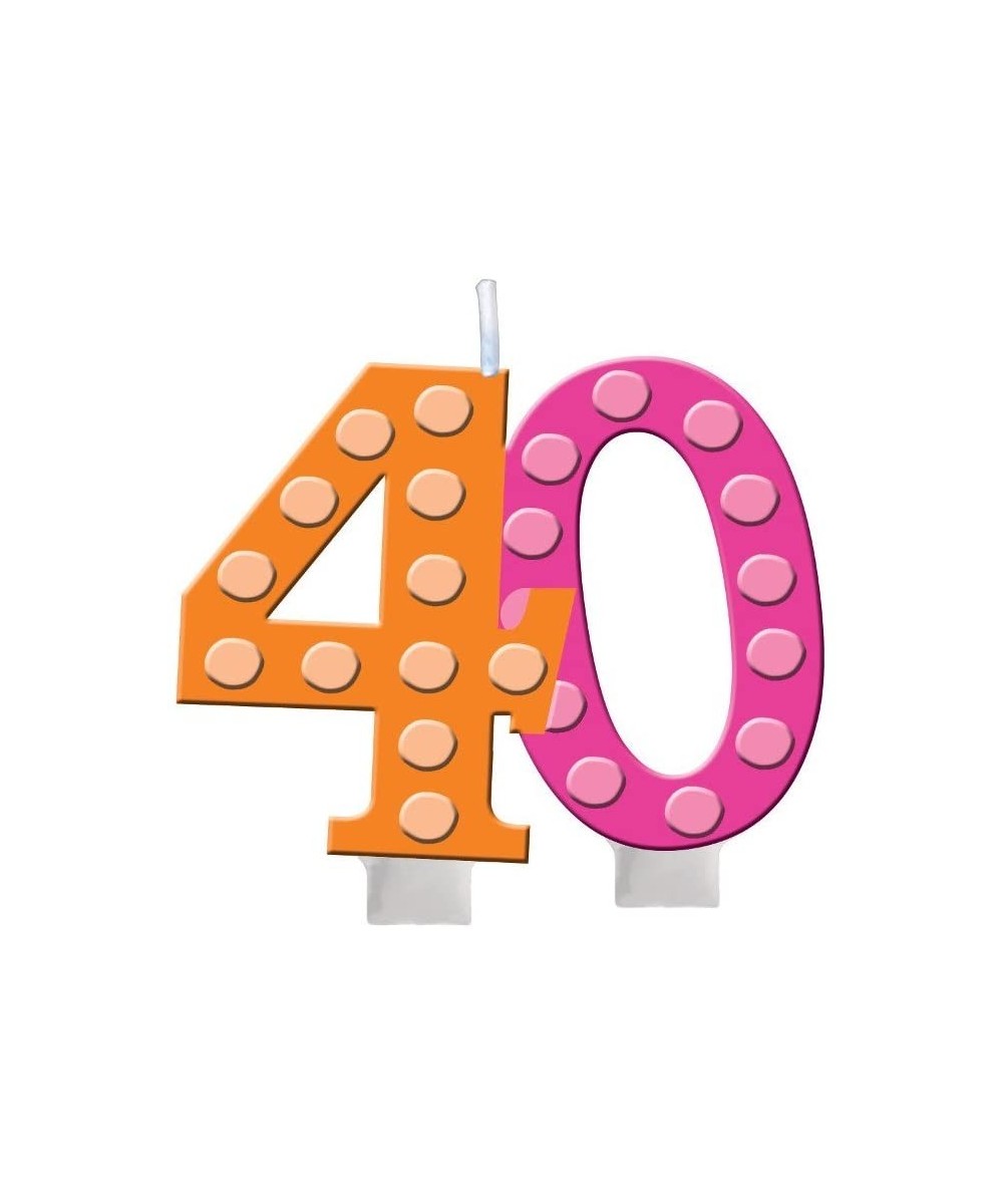 Bright and Bold 40th Birthday Molded Numeral Cake Candle - CN11DBMKE2Z $5.30 Cake Decorating Supplies