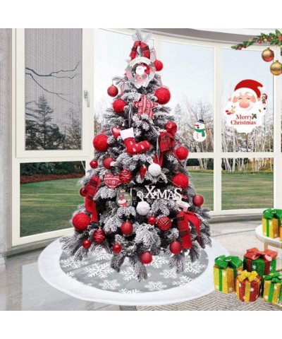 100CM Christmas Tree Skirt White Edge Snowflake Tree Skirt Christmas Decorations Christmas Tree Apron Scene Dress Up Items - ...