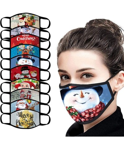 Christmas Printed Face Bandanas for Women and Men- Black Washable Reusable Ear Hook for Outdoor Sports Party - E - CD19KN7HC5...