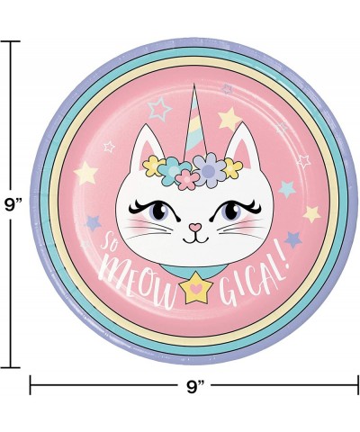Kitty Unicorn Party Supplies Pastel Rainbow Cat Plates Napkins Set (64 Count) - CD197EGYRDU $19.43 Party Packs