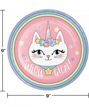 Kitty Unicorn Party Supplies Pastel Rainbow Cat Plates Napkins Set (64 Count) - CD197EGYRDU $19.43 Party Packs