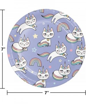 Kitty Unicorn Party Supplies Pastel Rainbow Cat Plates Napkins Set (64 Count) - CD197EGYRDU $19.43 Party Packs