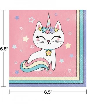 Kitty Unicorn Party Supplies Pastel Rainbow Cat Plates Napkins Set (64 Count) - CD197EGYRDU $19.43 Party Packs