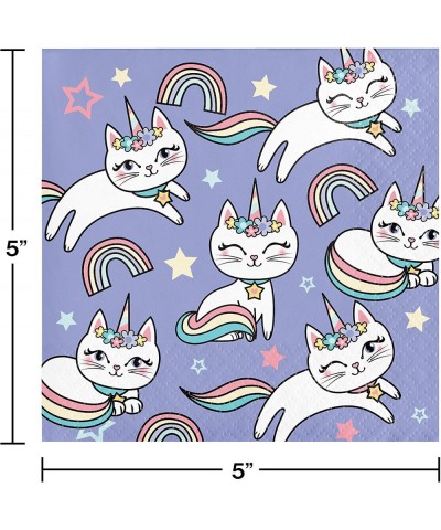 Kitty Unicorn Party Supplies Pastel Rainbow Cat Plates Napkins Set (64 Count) - CD197EGYRDU $19.43 Party Packs