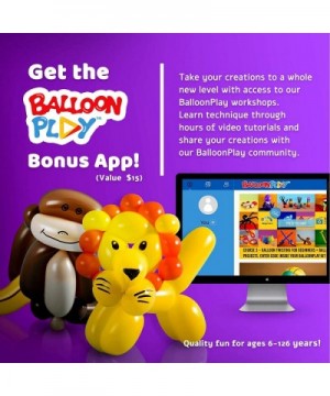 Deluxe Balloon Animal Kit with App - 130 Balloons in 4 different Shapes + high quality balloon pump + Stickers + Marker + Bal...