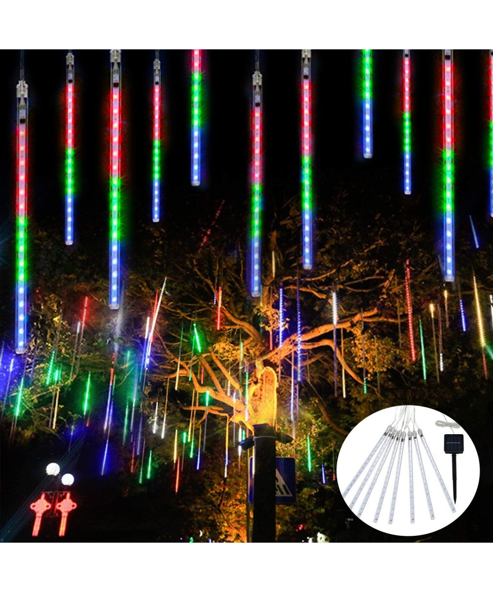 Christmas Lights Meteor Shower Rain Lights Solar Powered Meteor Shower Lights 30cm 8 Tube 144 LEDs- Blue Meteor Lights Led Fa...