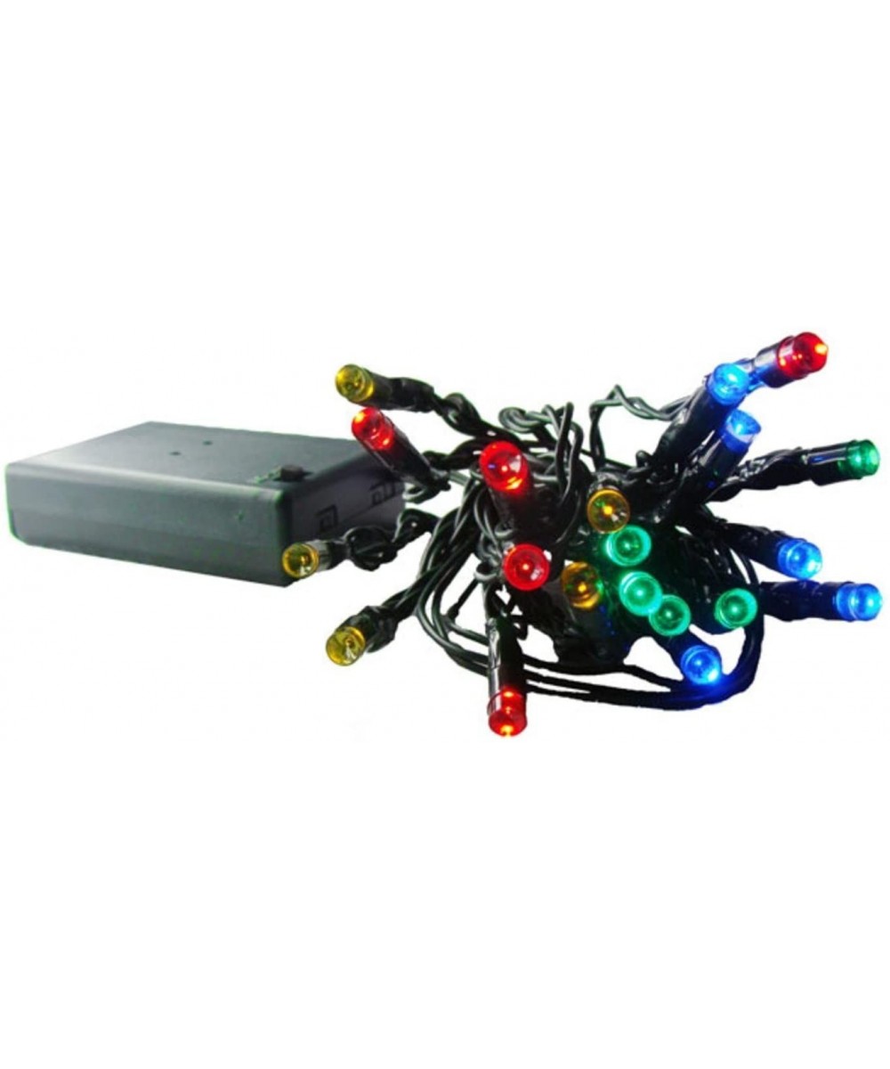 Holiday Essentials Battery Operated 20 Mini LED Lights with Green Wire - Perfect for Decorating Christmas Wreaths - Garland -...