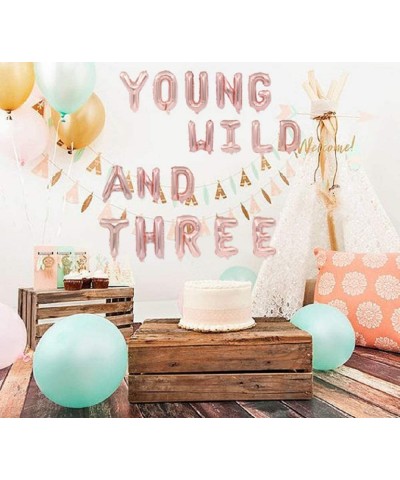 Young Wild and Three Balloon Young Wild and Three Banner Young Wild and Three Decorations for Girl Third Birthday Decorations...