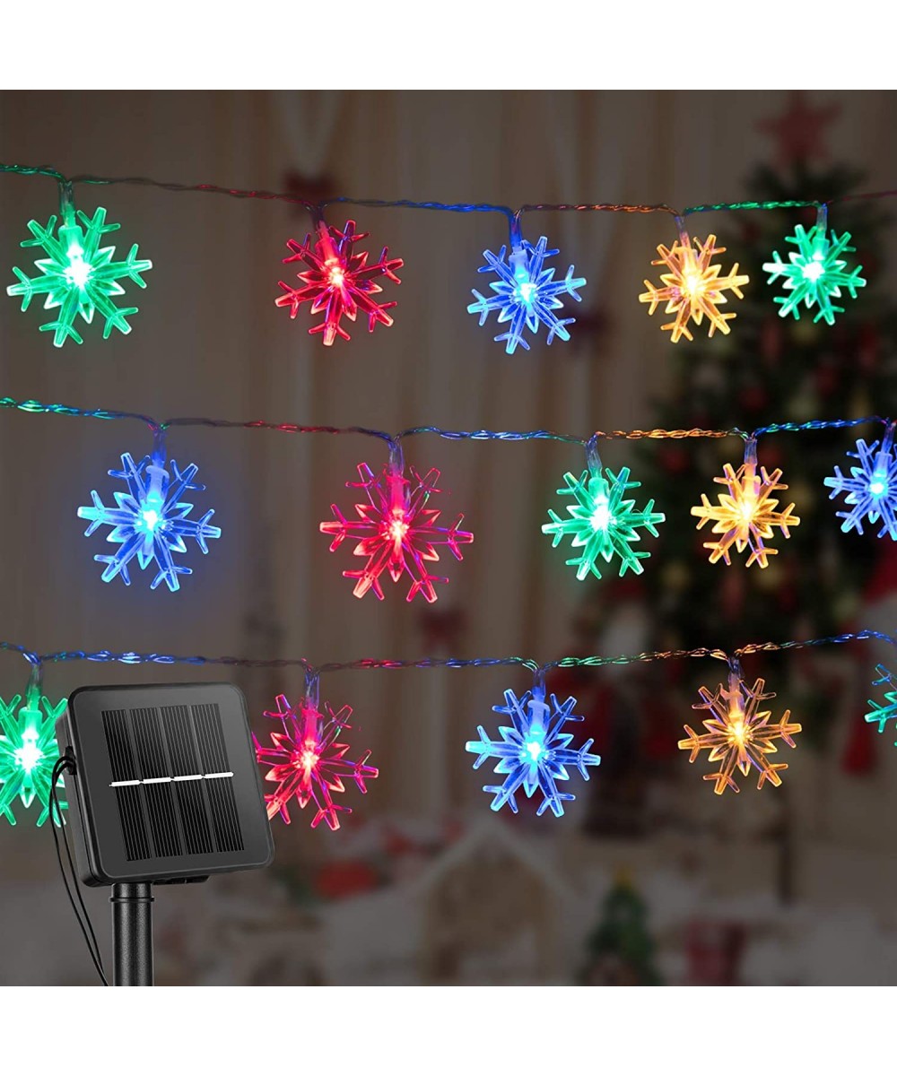 Snowflake Solar Christmas Decorations Lights - 50 LED 24.6 Ft Outdoor Waterproof Fairy Lights with 8 Lighting Modes for Weddi...