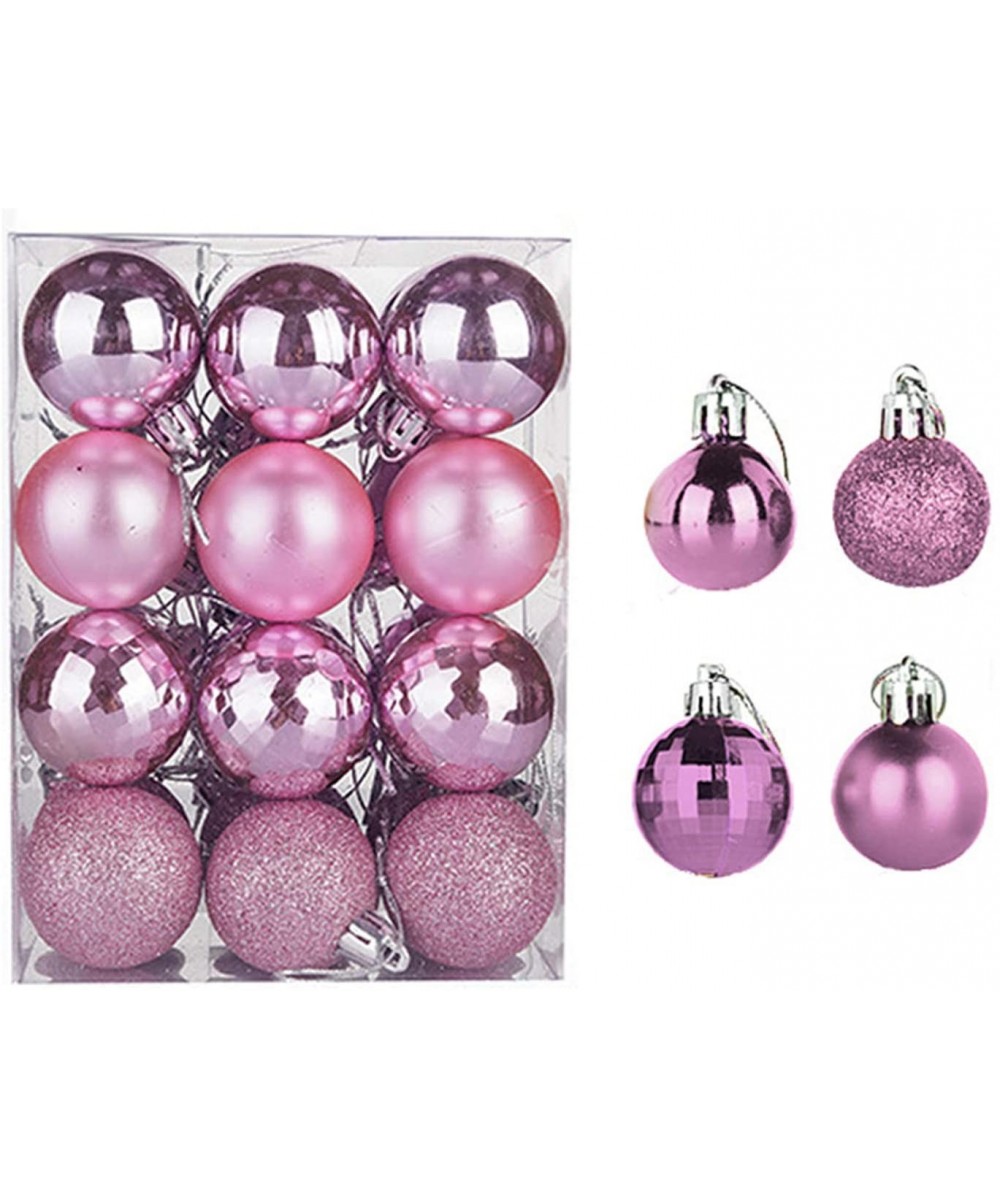 Christmas Ball Assorted Pendant Shatterproof Ball Ornament Set Seasonal Holiday Wedding Party Decorations(24 pcs- 4 cm) (Pink...