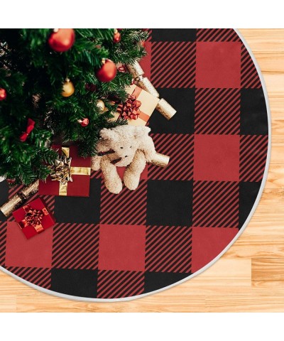 Red Buffalo Check Plaid Christmas Tree Skirt Merry Christmas Xmas Tree Skirt Tree Stand Mat Cover for Holiday Party Decor 35....