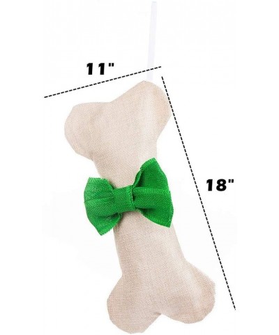 Christmas Pet Stockings-Dog Bone Santa Gift Candy Bag Socks Hanging Supplies for Xmas Tree Decoration(Large Size 18"-Green Bo...