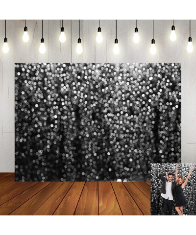 Silver and Black Bokeh Backdrop Glitter Happy Birthday Party Grad Celebration Photography Background 7x5ft Silver Dots Weddin...