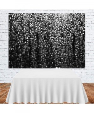 Silver and Black Bokeh Backdrop Glitter Happy Birthday Party Grad Celebration Photography Background 7x5ft Silver Dots Weddin...