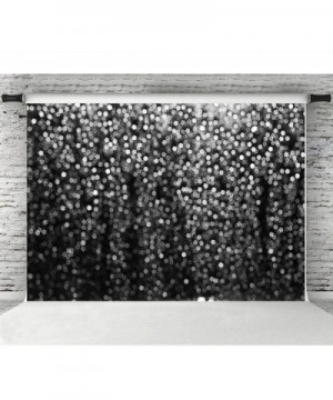 Silver and Black Bokeh Backdrop Glitter Happy Birthday Party Grad Celebration Photography Background 7x5ft Silver Dots Weddin...