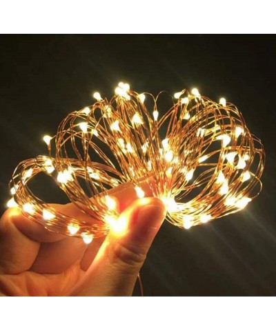 33ft Led Copper String Lights- 100 Led Starry Lights Long String + 4.5V DC Power Adapter Christmas Lights with UL Listed for ...