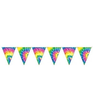 1960's Tie Dyed Pennant Banner - Indoor/Outdoor Hanging Décor For 60's Theme and Birthday Party Supplies- 11" x 12'- Multicol...