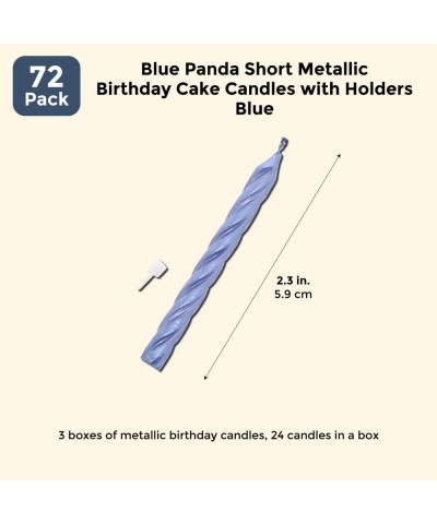 Metallic Blue Striped Birthday Cake Candles in Holders (2 in- 72 Pack) - CI18T8R450L $4.85 Birthday Candles
