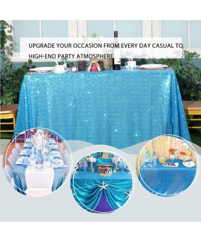 60x102Inch Rectangular Sequin Tablecloth Sparkly for Wedding Party Christmas Day Aqua Blue - Aqua Blue - CP18T70AGTT $15.37 T...