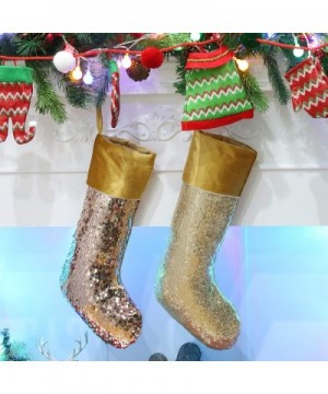 2 PCS of Sparkle Christmas Stockings with Glitter Golden Sequins Xmas Holiday Party Supplies Gifts for Kids Family Extra Long...