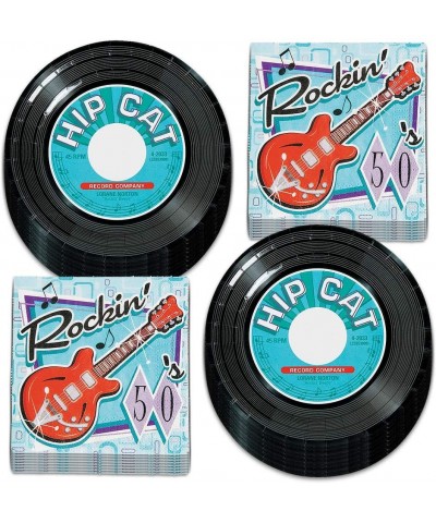 Record Themed Dessert Paper Plates and Rock & Roll Napkins- 50's Party Decorations (Serves 16) - Dessert Paper Plates and Roc...